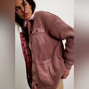 We The Free Worn Thru Chore Sweater Jacket Size XS in Cedar Wood NWT